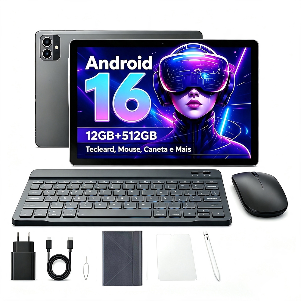 Tablet Pc 10.1'' Android 16 12GB RAM+512GB,5G WIFI, 10000mAh,16MP + 32MP - Comp