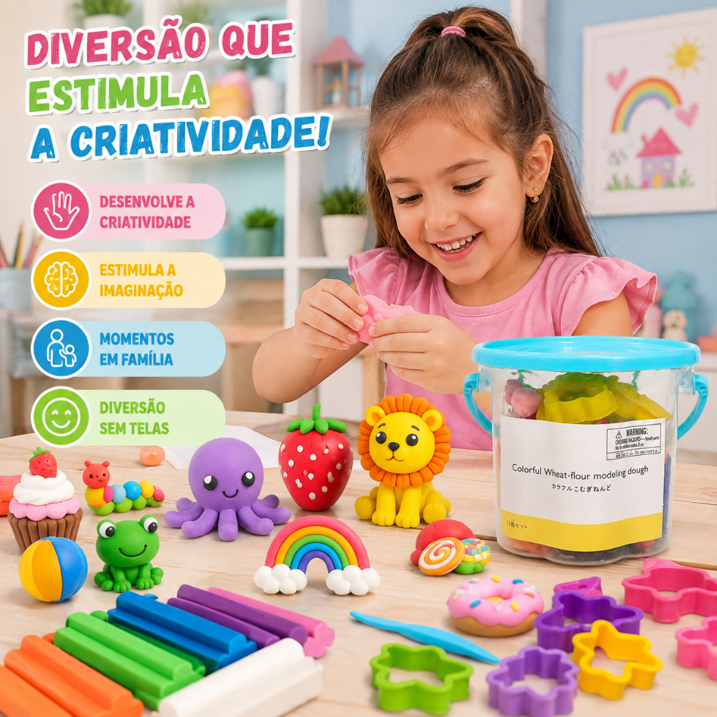 Massinha de 12 Cores Kit Infantil para Modelar Artesanato Criatividade Brinquedo Educativo · foto 2