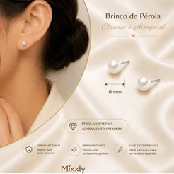 Brinco em Pérolas Branca com Tarraxas de Plástico (O Par)