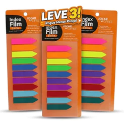 Bloquinho 150 folhas marcador de página adesivo Index Film Flecha 12x54mm 10 Cores