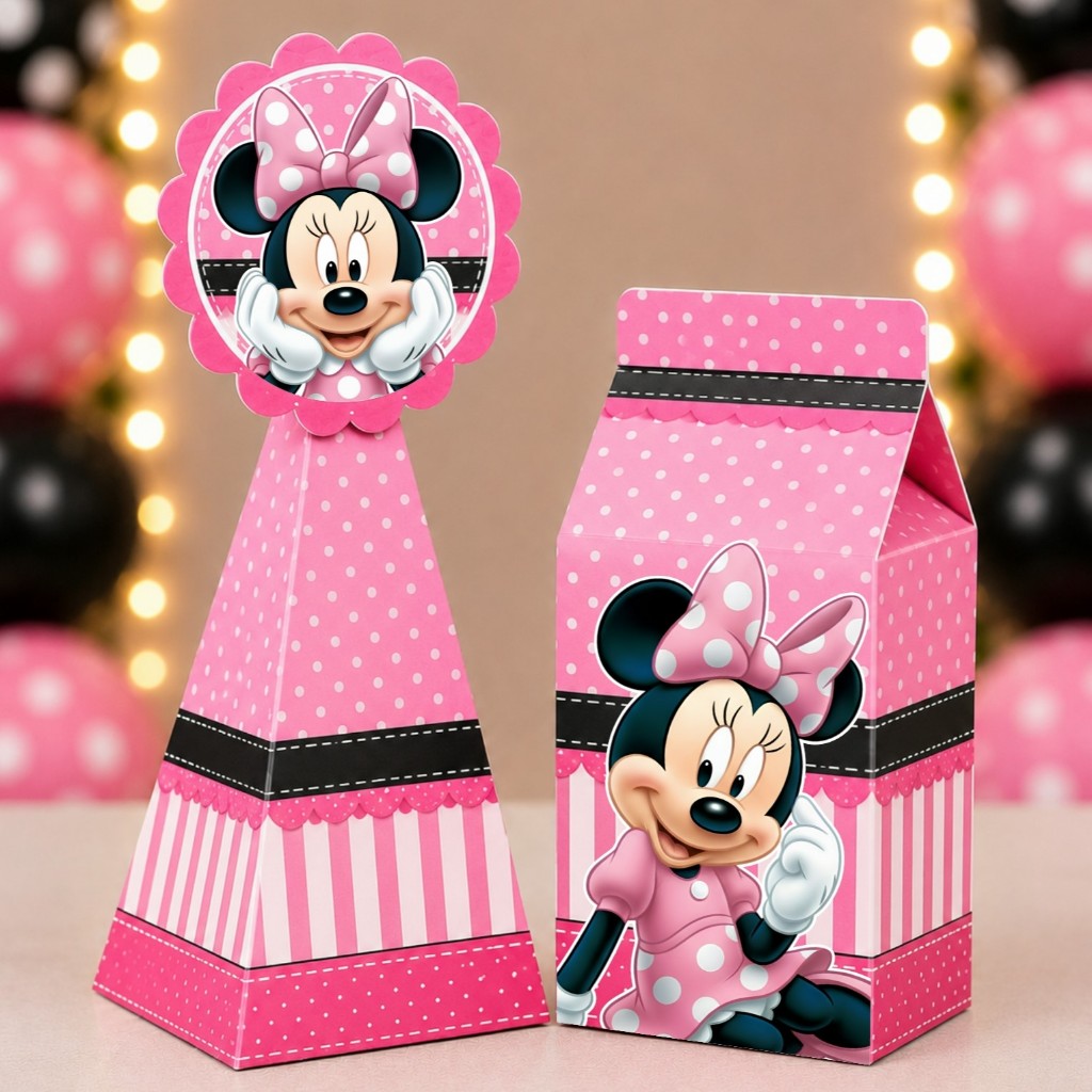 20unid. Caixinhas Minnie Rosa / Caixinhas para decoração e lembrancinha de aniversário - Pegue e Monte