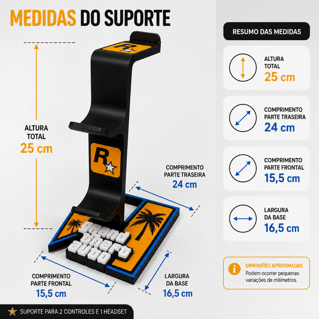 Suporte Gamer para 2 Controles Dualsense Headset Fone Organizador de Mesa Ps4 Ps5 Xbox PC Decoração Setup — imagem 2 de 2