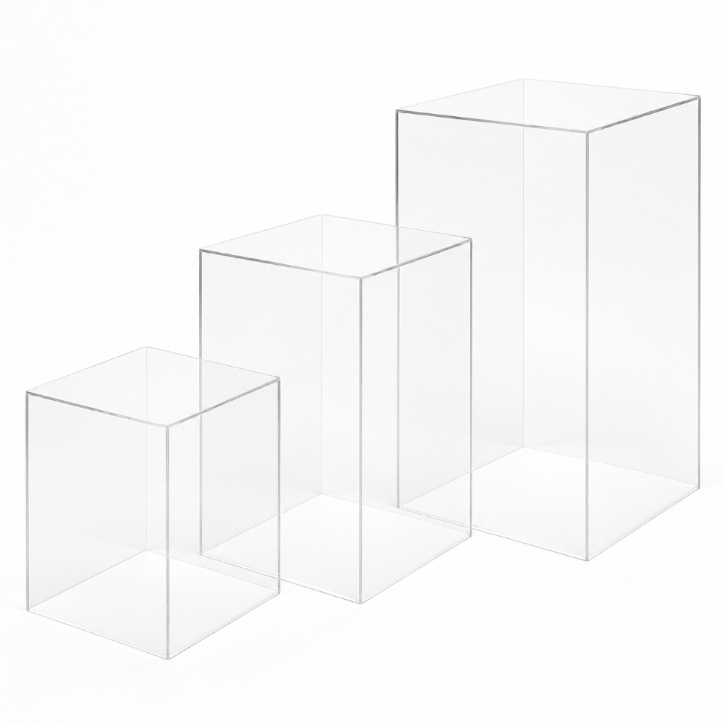 Kit Cubos de Acrílico 80cm/60cm/40cm - Transparente  Decoração Eventos Trio Completo
