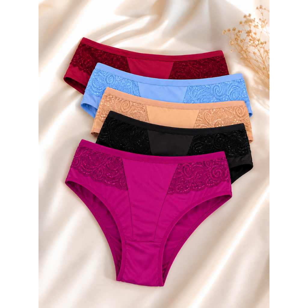 Kit Calcinhas Plus Size Cintura Alta com Renda Confortável Feminina 48 ao 52 Lingerie — imagem 2 de 2