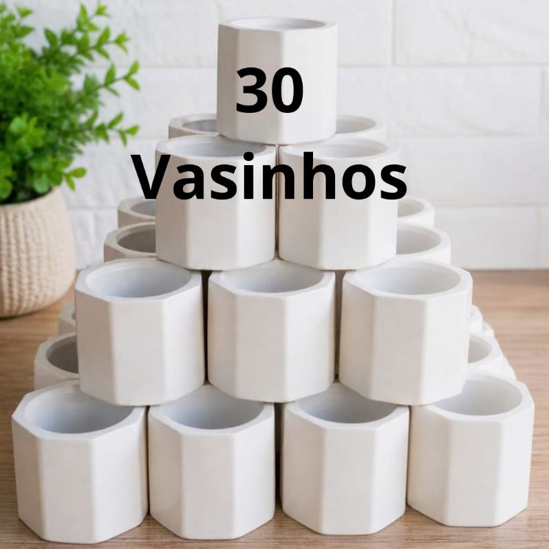 30 Vasinhos de Gesso Branco Octogonal para Velas, Lembrancinhas, Suculentas e muito mais