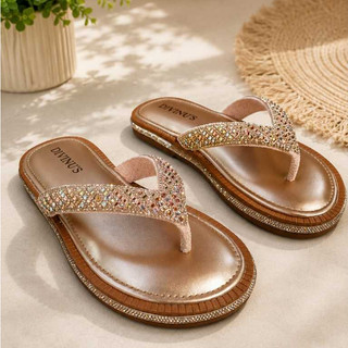 Sandália Feminina Chinelo Confortável Pedrarias Tiras Strass Luxo Brilho