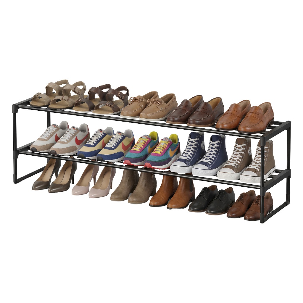 SONGMICS Estante de Sapatos Metálica, Organizador de 2 Andares para 12 Pares, para Hall de Entrada, Fácil Montagem