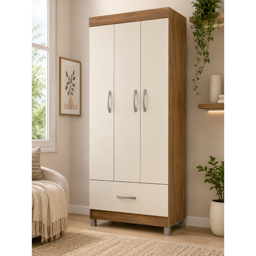 Guarda Roupa Solteiro Prince 3 Portas 1 Gaveta MDP Demóbile · foto 2