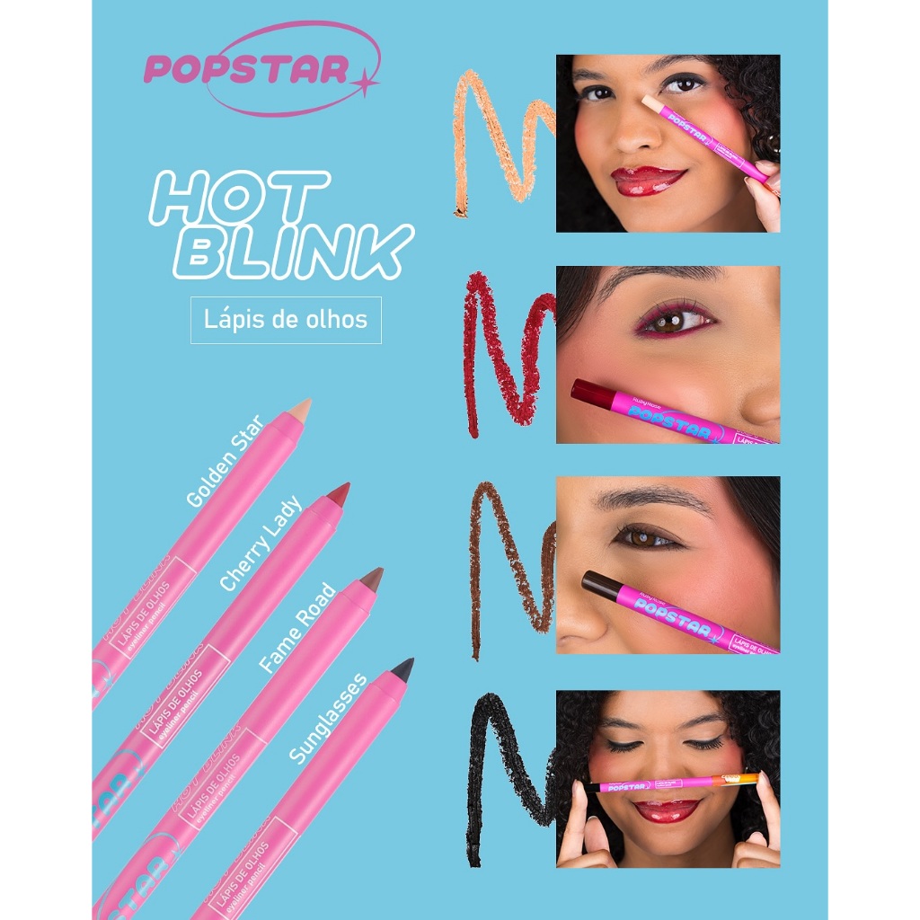 Lápis de Olhos Ruby Rose PopStar Hot Blink - Alta Pigmentação e Textura Macia
