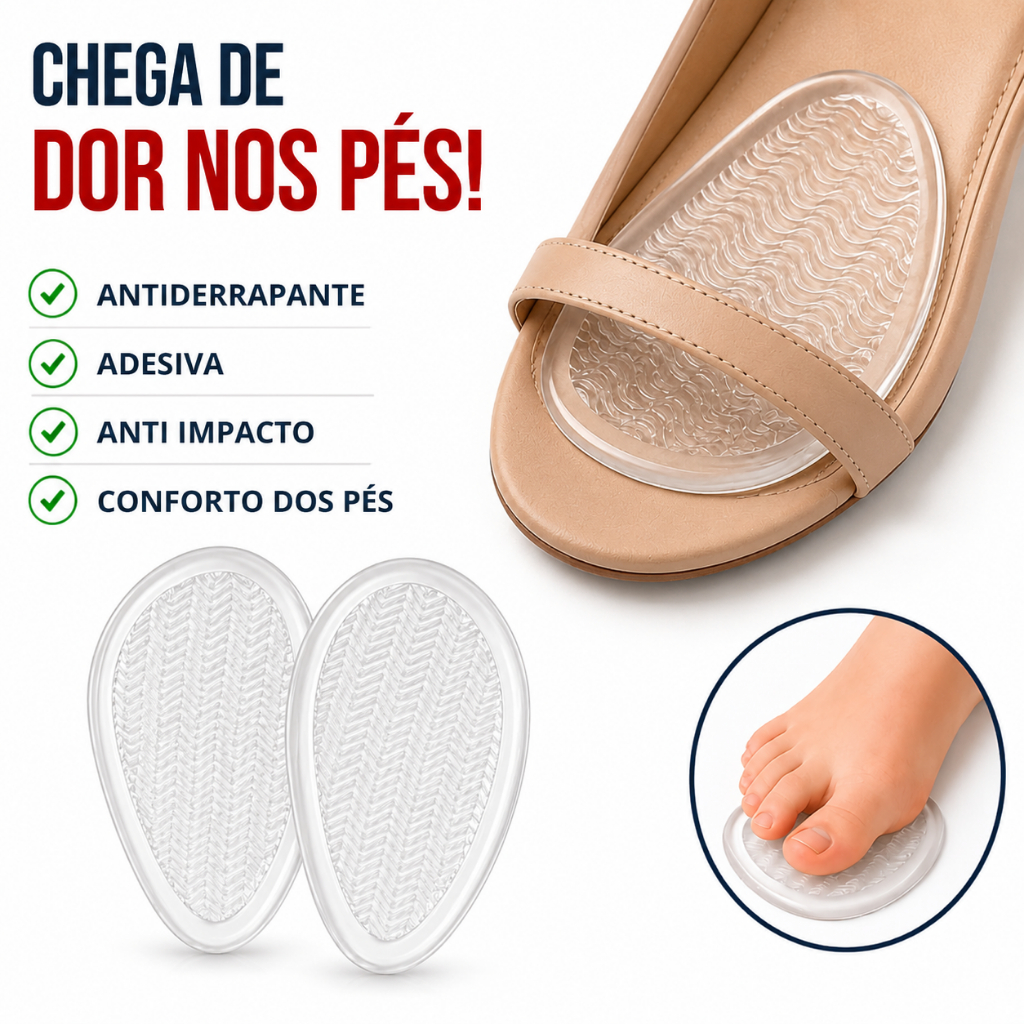 Kit Palmilha Gel Silicone Adesiva Antiderrapante Salto Alto Antepé Conforto Dos Pés