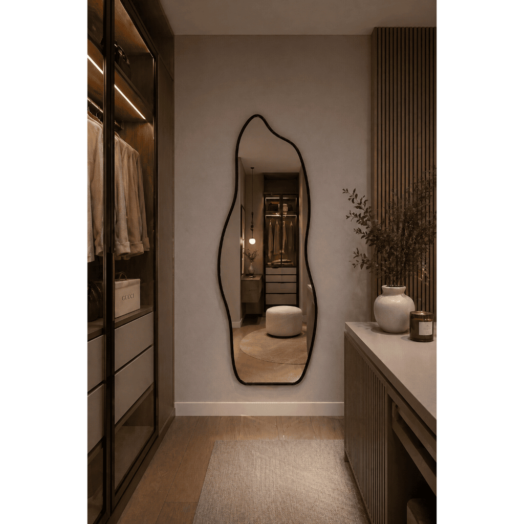 Espelho Orgânico Corpo Inteiro Grande 160x70cm Modelo Fogo Decorativo Para Sala Quarto