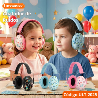 Abafador de Ruído Infantil Ajustável UltraMax ULT-2025 Protetor Auricular Estampado Dinos…