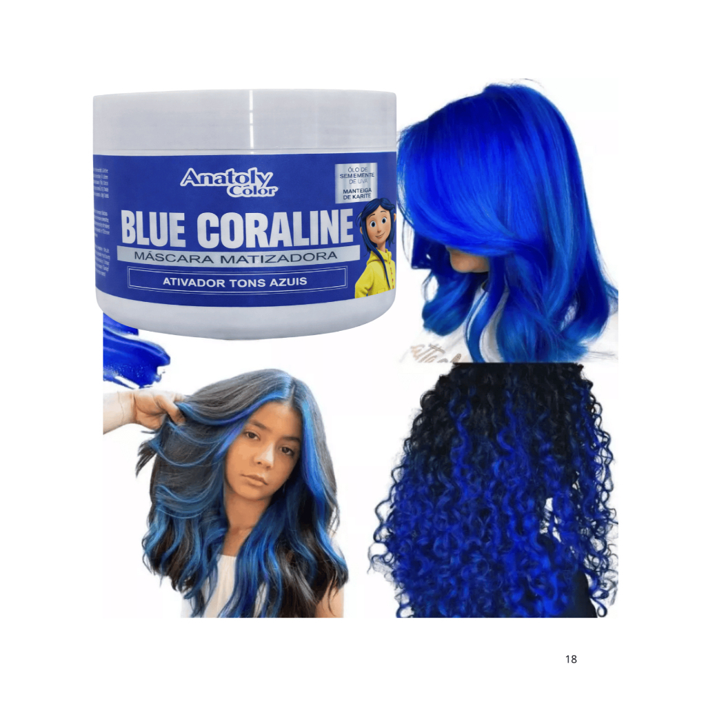 Máscara Super Tonalizante  Blue Azul Intenso Sem Amônia Resultado 100% Natural Anatoly 300g