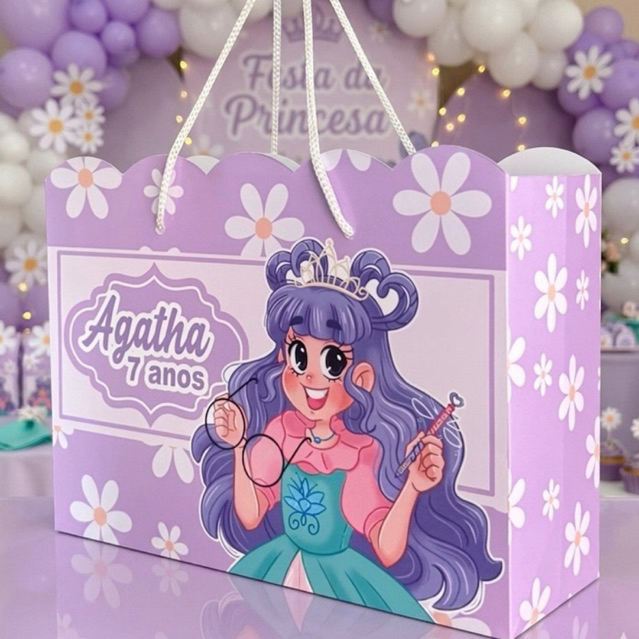 Sacolinha Personalizada Diário de uma Princesa desastrada | Lembrancinha Festa Infantil | Pegue e Monte