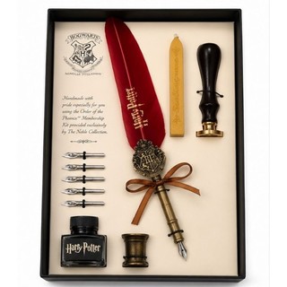 KIT Especial Caneta Tinteiro Harry Potter C/ Pena Nanquim Sinete Cera/Caixa de Presente Aniversario