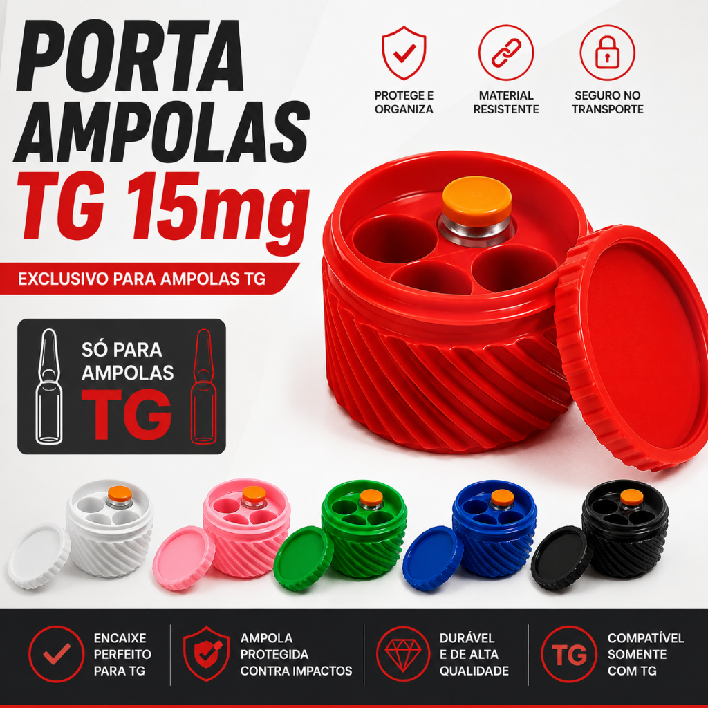 Porta Ampolas TG 15mg – Organizador para 4 Ampolas | Impressão 3D