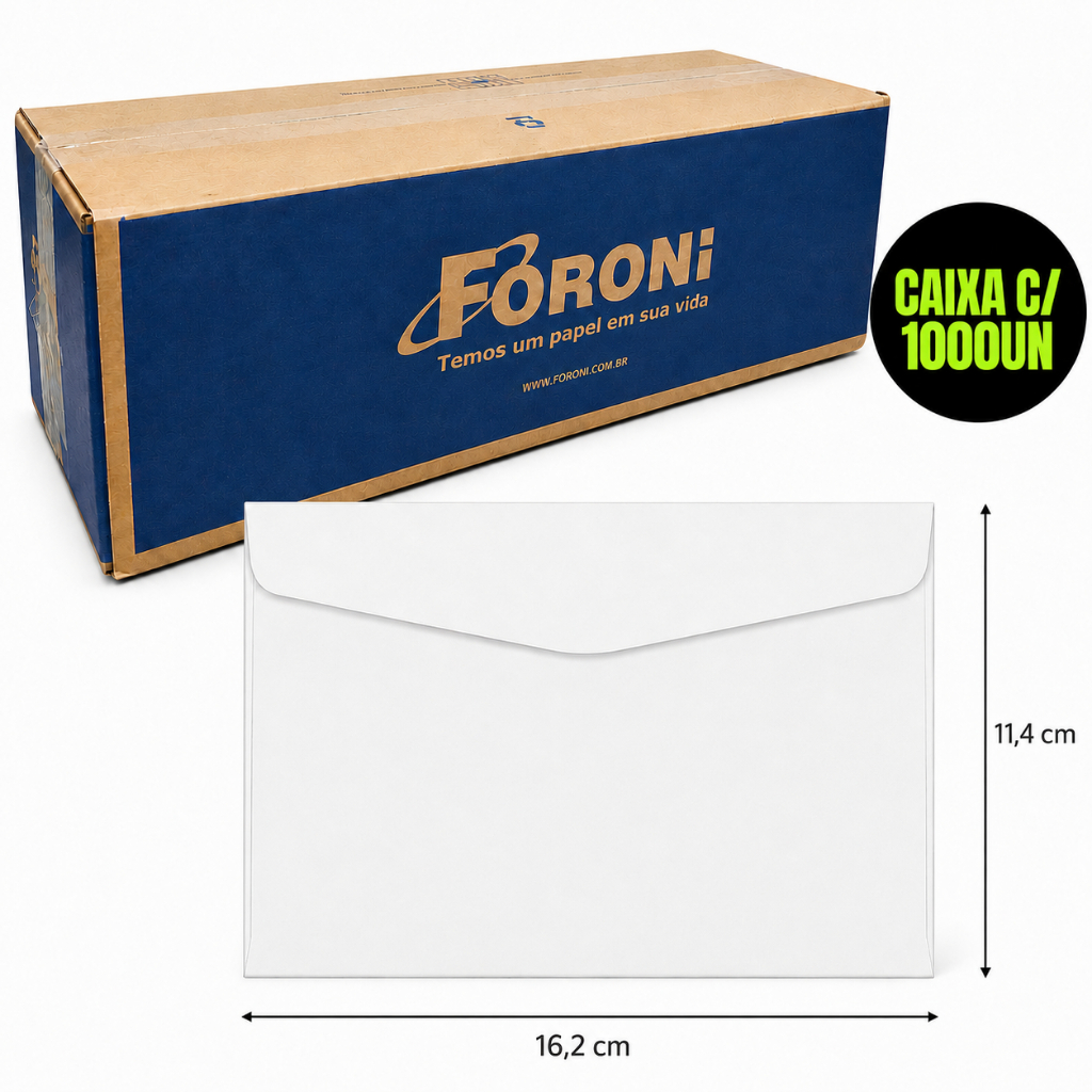 Envelope Carta Branco Correio Liso 114x162mm Caixa Com 1000 Un