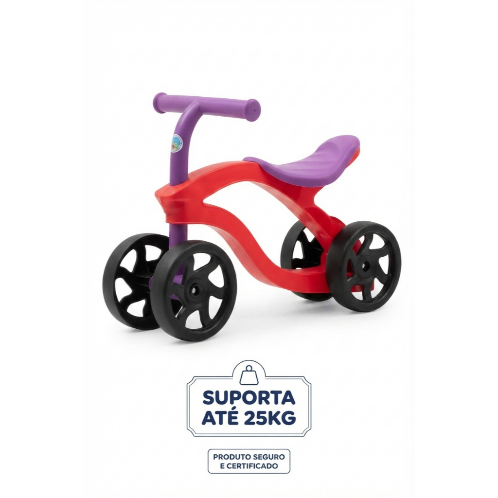 Bicicleta de Equilíbrio Infantil Andador Bebê 4 Rodas Sem Pedal - 1 a 3 Anos (Suporta até 25kg)