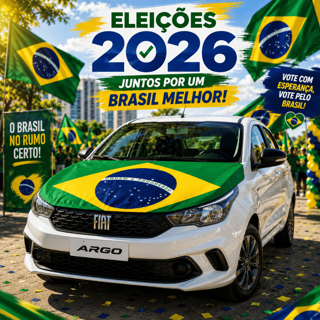 Bandeira do Brasil Para Carro Eleições 2026 180x120 Elástica Resistente Para Capo
