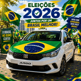 Bandeira do Brasil Para Carro Eleições 2026 180x120 Elástica Resistente Para Capo
