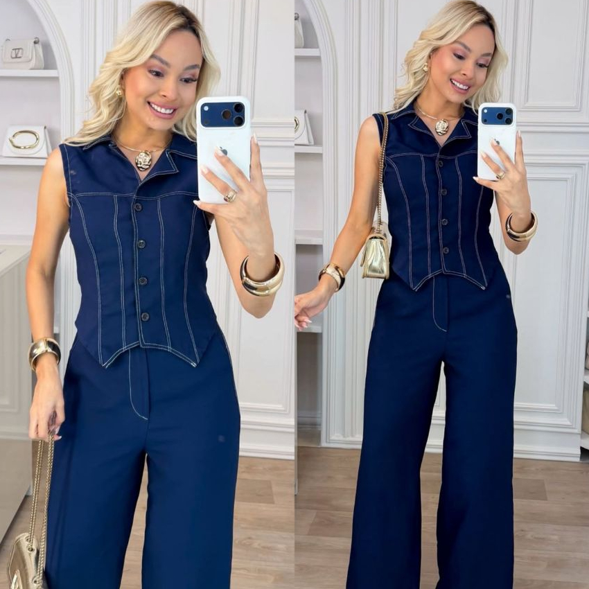 Conjunto Dobre Despunte Alfaiataria Sensorial Marrant Colete e Calça pantalona Elegante, Sofisticado, Moderno e Luxuoso