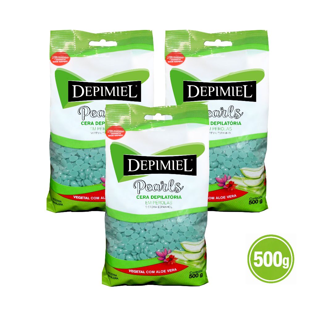 Kit 3 Cera Depilatória Vegetal Aloe Vera Espanhol Depimiel