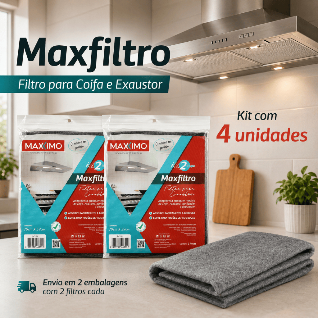 Kit 4 Filtros Manta para Coifa Exaustor Depurador Purificador Universal Recortável Retém Gordura