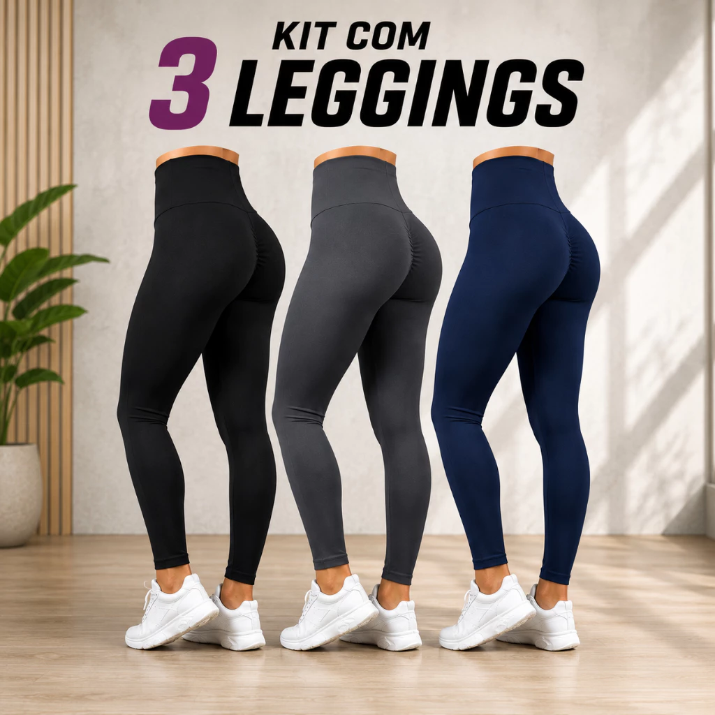 Kit 3 Calça Leg Legging Não é Transparente Suplex Levanta Bumbum Tecido Grosso — imagem 1