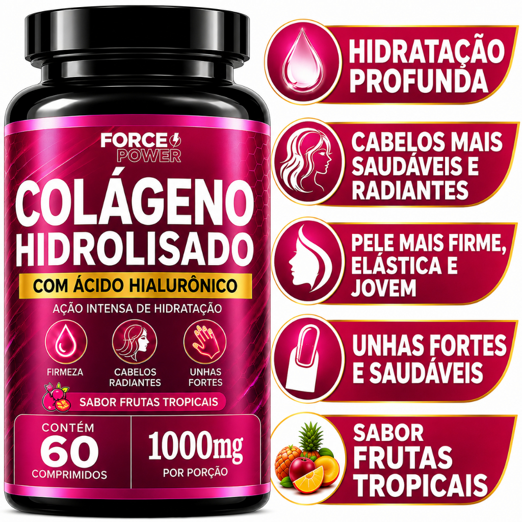 Colágeno Hidrolisado com Ácido Hialurônico 60 Comprimidos 1000 mg