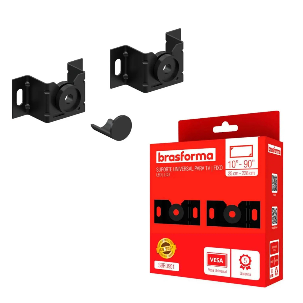 Suporte Brasforma Sbru951 Universal Ultra Slim Para Televisão Led E Lcd Cor Preto