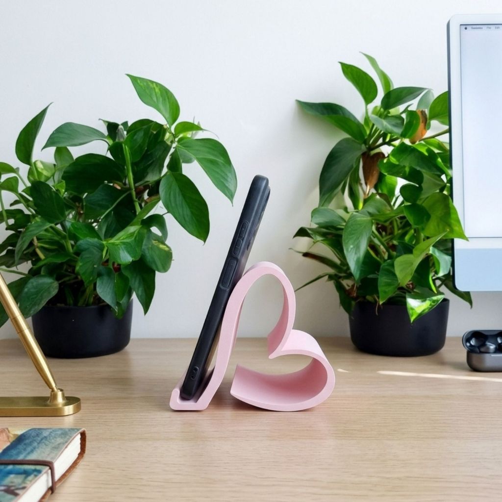 Suporte de Celular Coração de Mesa Apoio Smartphone Impressão 3D Decorativo Escritório Home Office