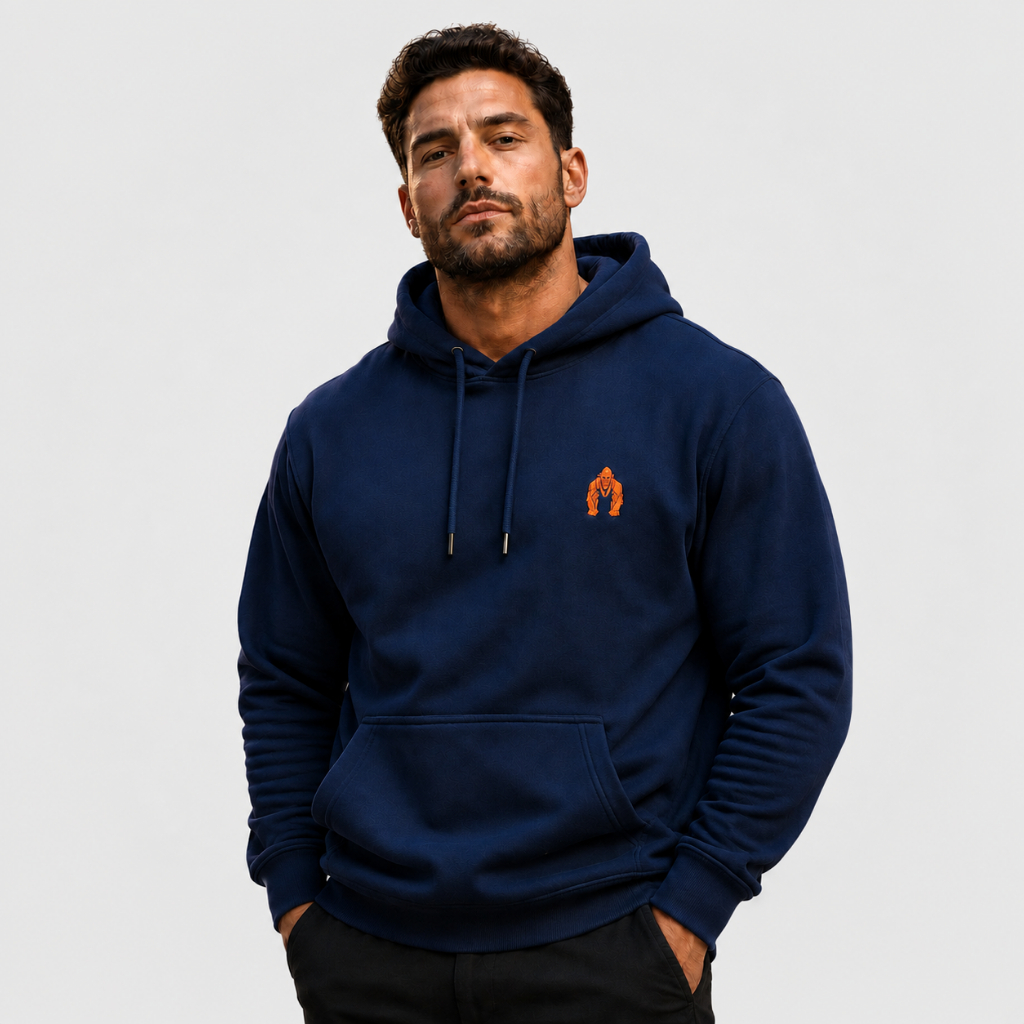 Moletom Masculino Azul Com Capuz Estampado Premium Moda Jovem Casual Confortável Agasalho Inverno Roupa Street Estilo