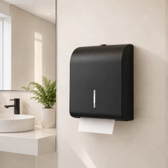 Dispenser Interfolha Toalheiro Porta Papel Toalha 500 Folhas Preto