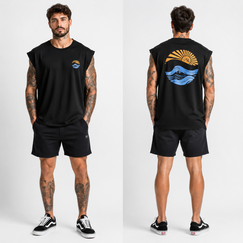 Regata Machão Masculina Estampada 100% Algodão Praia Verão Academia Treino Fitness Casual Confortável Leve Streetwear