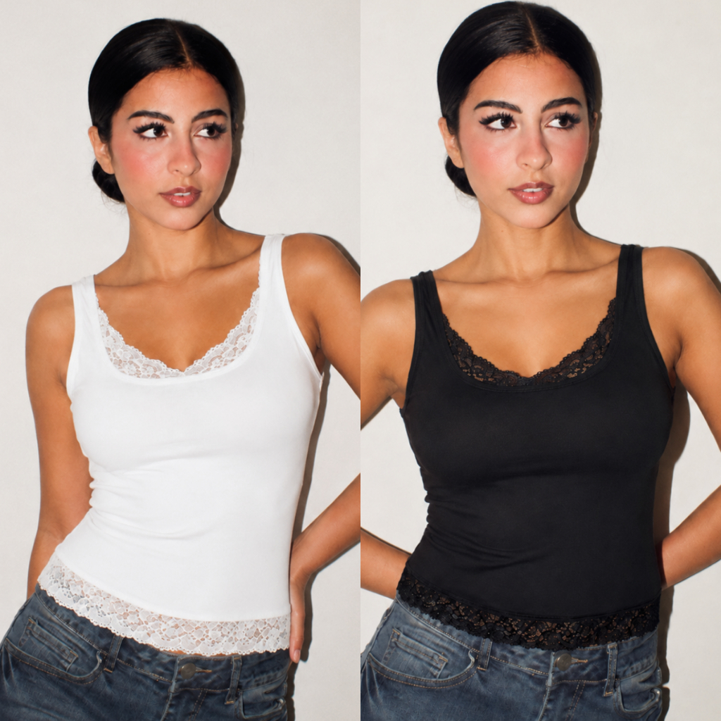 Regata Feminina com Renda Blusinha Básica Feminina