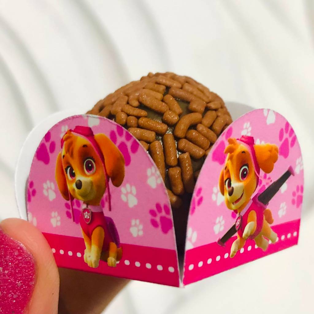 Forminha para Doces Skye Patrulha Canina menina rosa | Porta Brigadeiro e Beijinho | Personalizado Festa Infantil