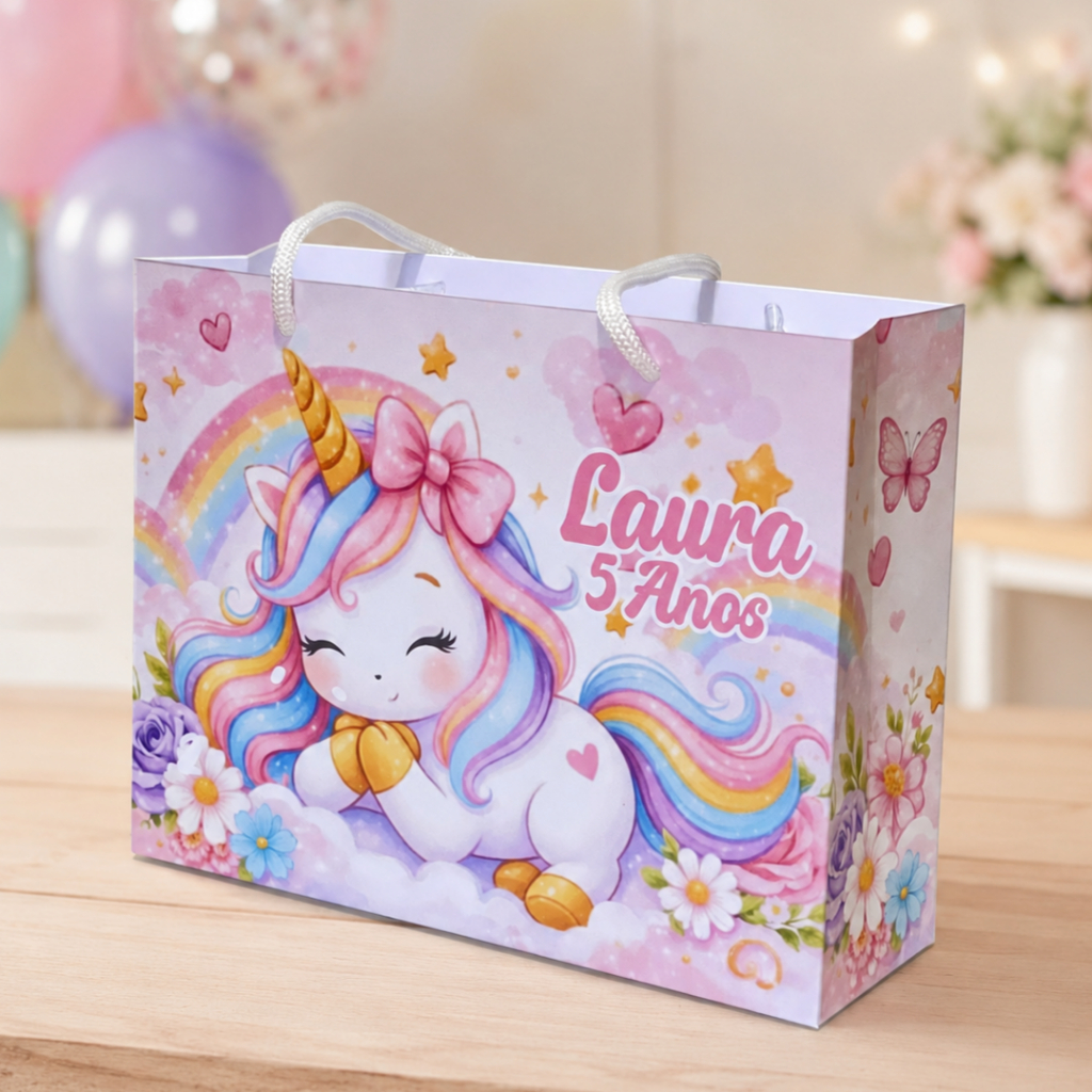 Sacolinha Personalizada Unicórnio | Lembrancinha | Aniversário UNICÓRNIO (Pegue e Monte)