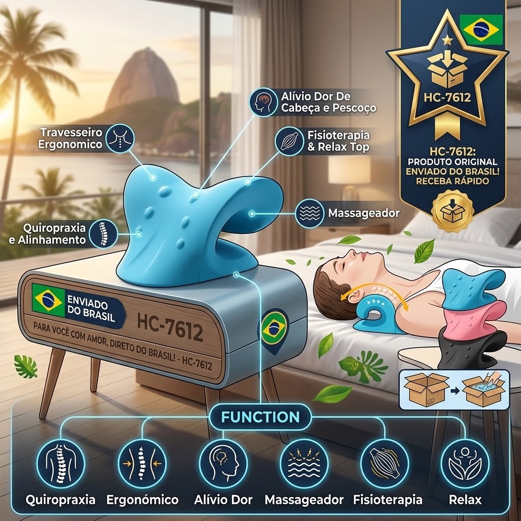 Travesseiro Cervical Ergonômico com Massageador