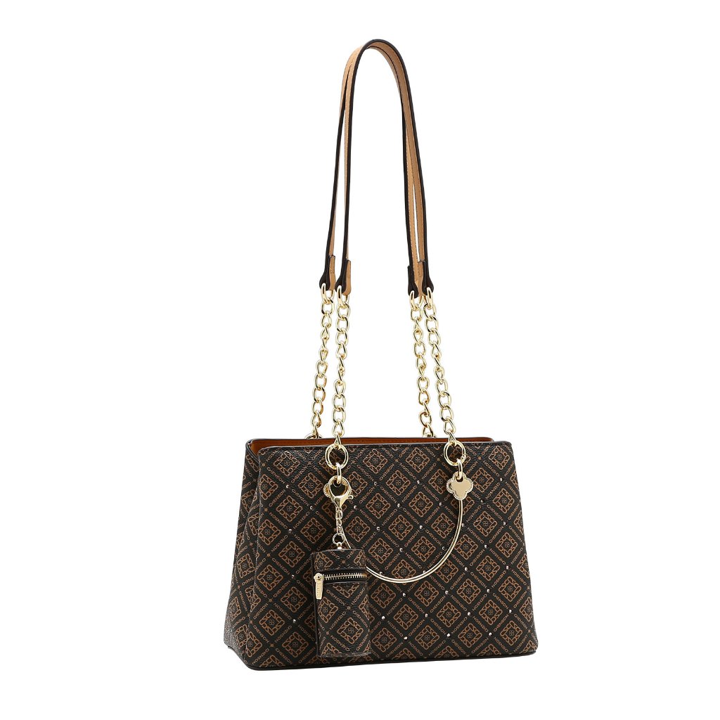 Bolsa Feminina Chenson Monograma Luxo Original com Alça de Ombro em Ferragens
