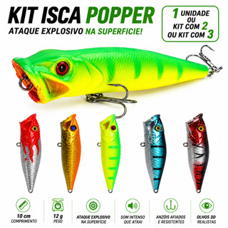 Isca Artificial Popper Importada Superficie Tucunaré Dourado
