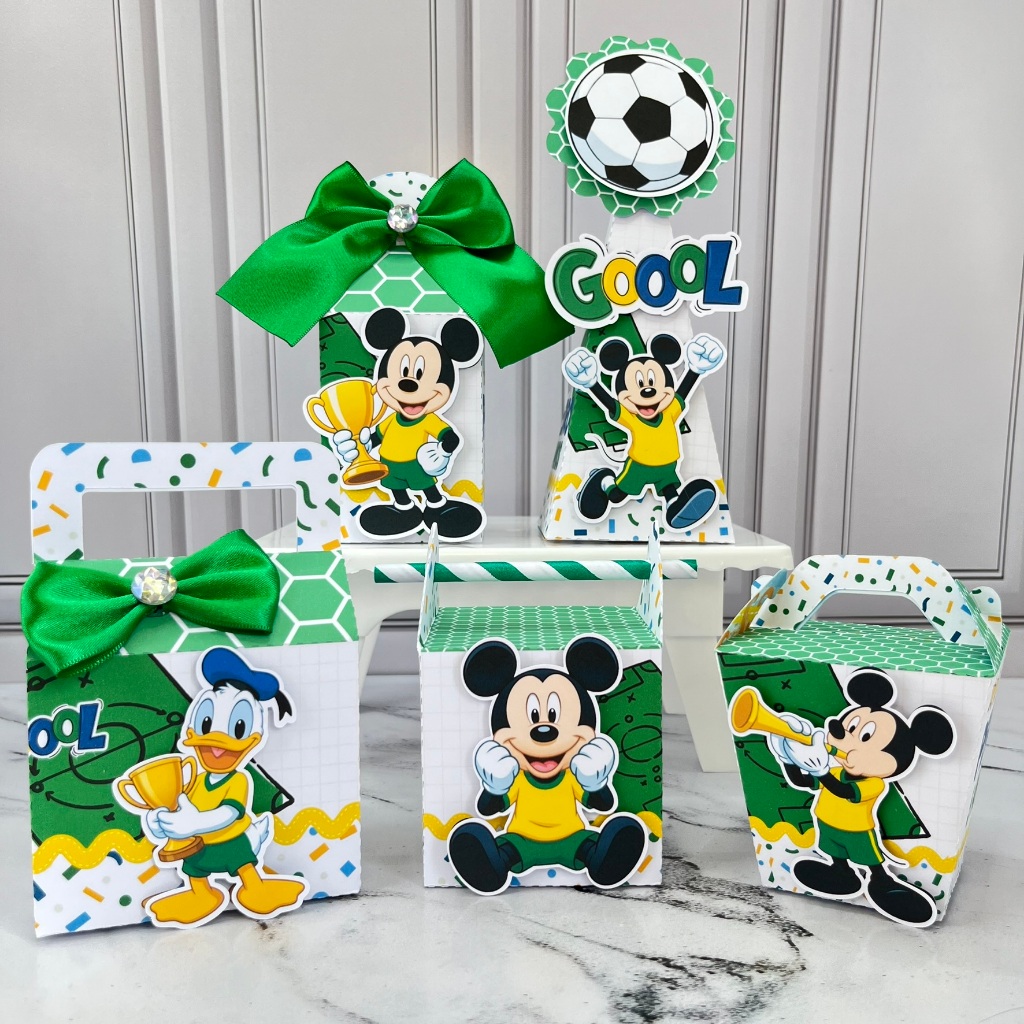 Kit Festa LUXO Personalizados MICKEY JOGADOR DE FUTEBOL | Caixinhas Personalizadas | Lembrancinhas | Festa Infantil