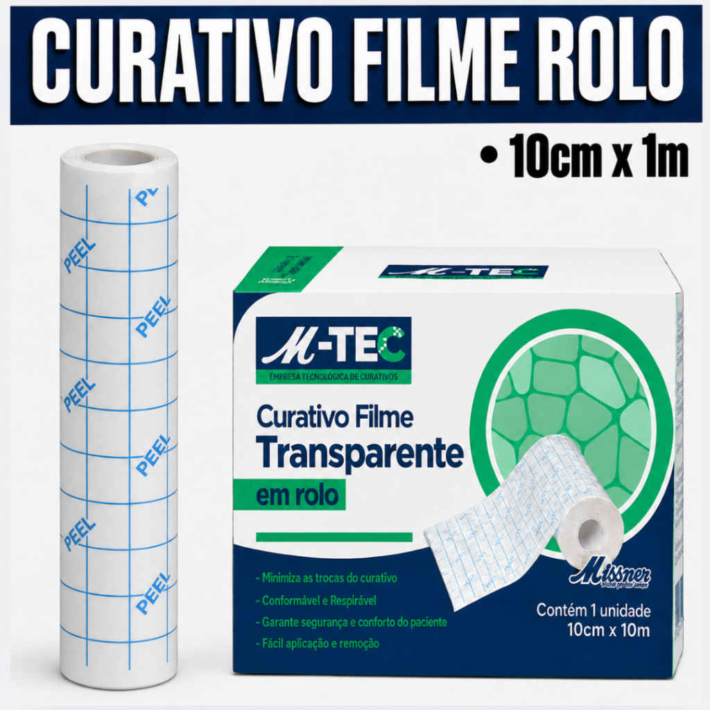 Curativo Filme Transparente 10cm x 1m - Missner - Filme Adesivo Curativo Película A Prova D'água