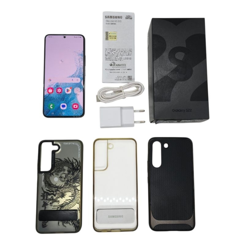 celular smartphone Samsung s22 5g 256gb 8gb, usado, completo, 3 cases