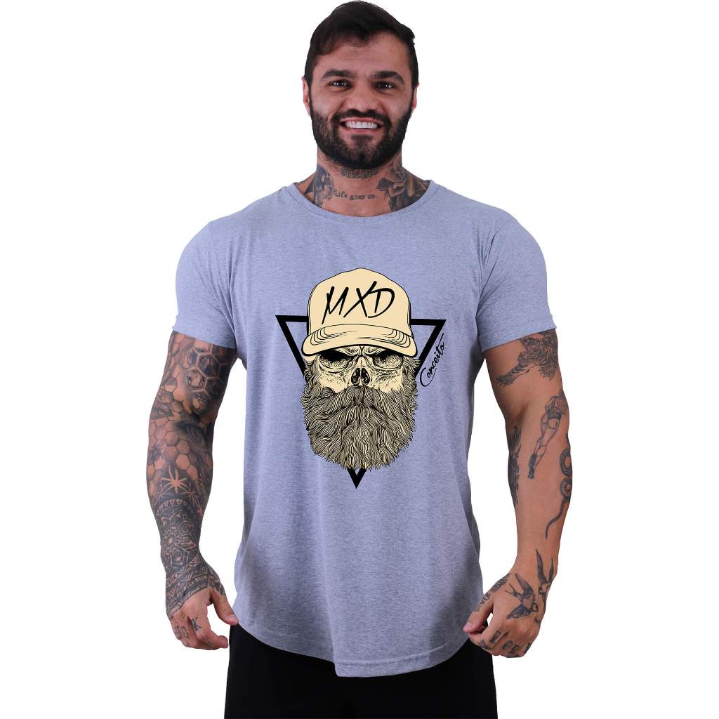 Camiseta Longline Masculina Algodão MXD Conceito Academia Musculação Lazer BullDog It's Cool Estampa