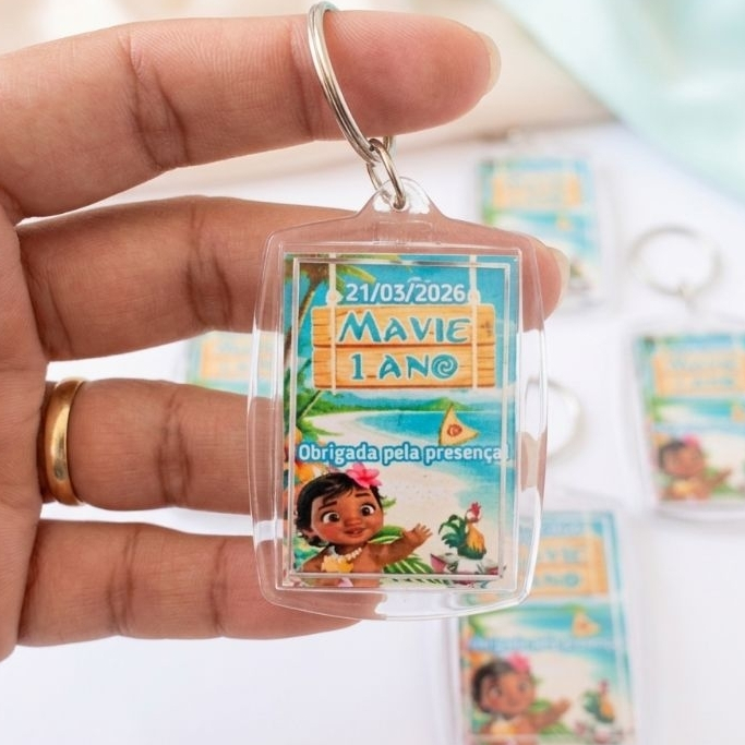 Chaveirinho Acrílico Personalizado Moana Baby, Lembrancinha Aniversário, Mesversário, Chá de bebê