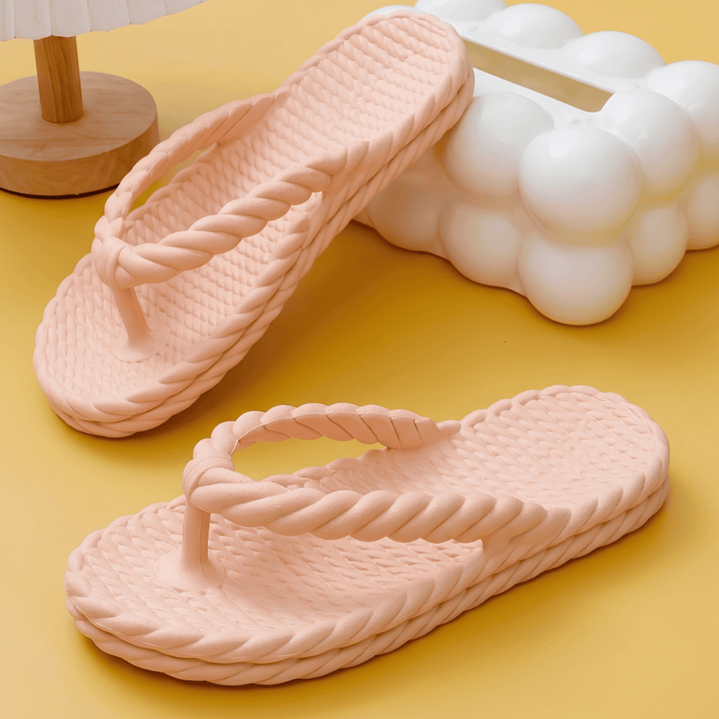 Chinelo Trançado Feminino Corda Dedo Fofo Estiloso Antiderrapante Leve