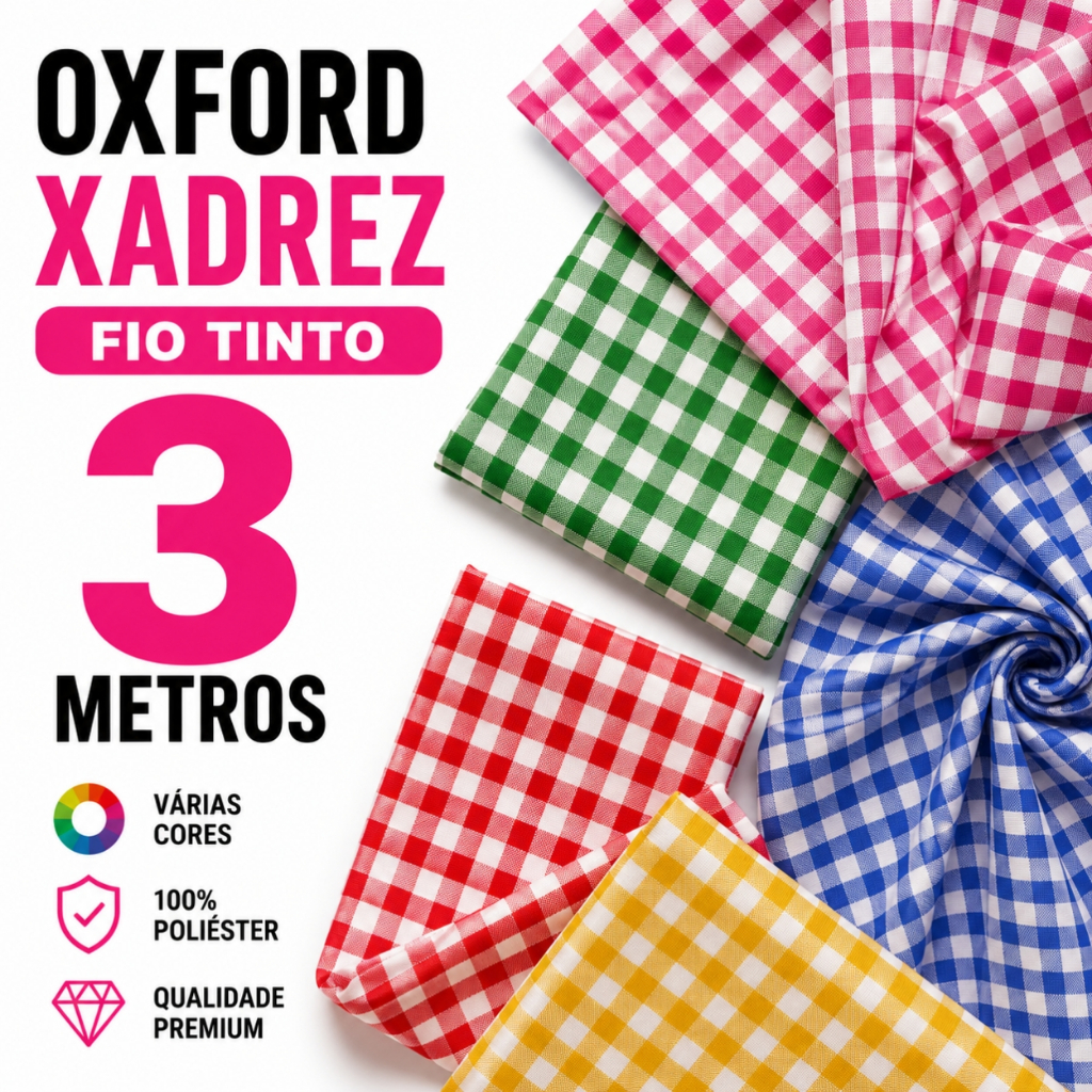 3 Metros Tecido Oxford Xadrez Listras Pequenas Confecção Artesanato
