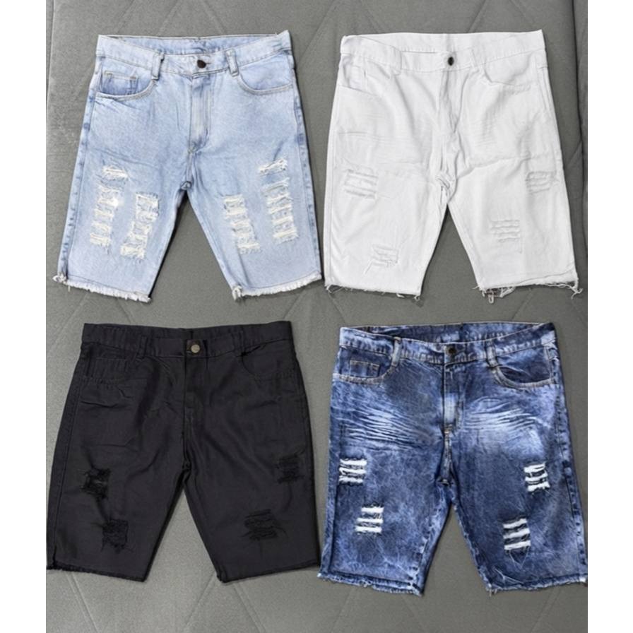 Kit 4 Bermudas Jeans Modelo Jogador Acabamento Premium