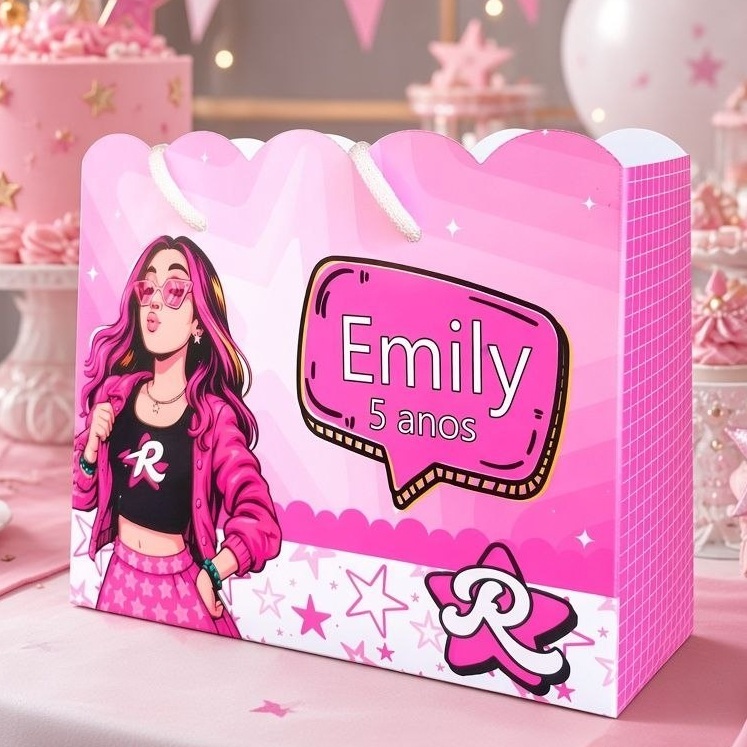 Sacolinha Personalizada Festa Infantil 20x15cm Nuvem Pegue e Monte Lembrancinha EMILY VICKY