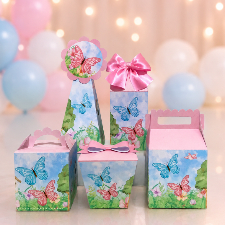 Kit Festa Borboletas Jardim Encantado Caixinhas Personalizadas Lembrancinhas Aniversário Infantil